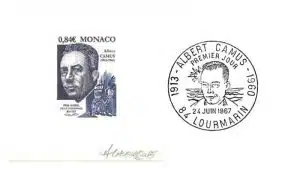 Monako Albert Camus pulunun deneme baskısı ve Fransa’da yayınlana ilk gün damgası